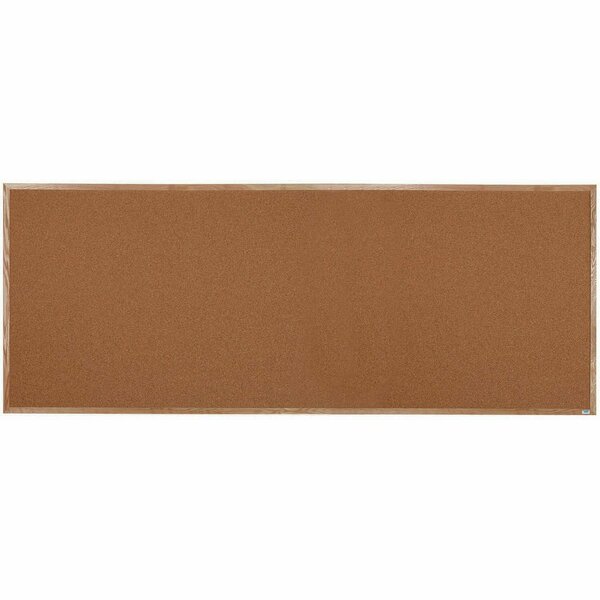 Aarco Natural Pebble Grain Cork Bulletin Board Oak Frame 48"x120" OB48120